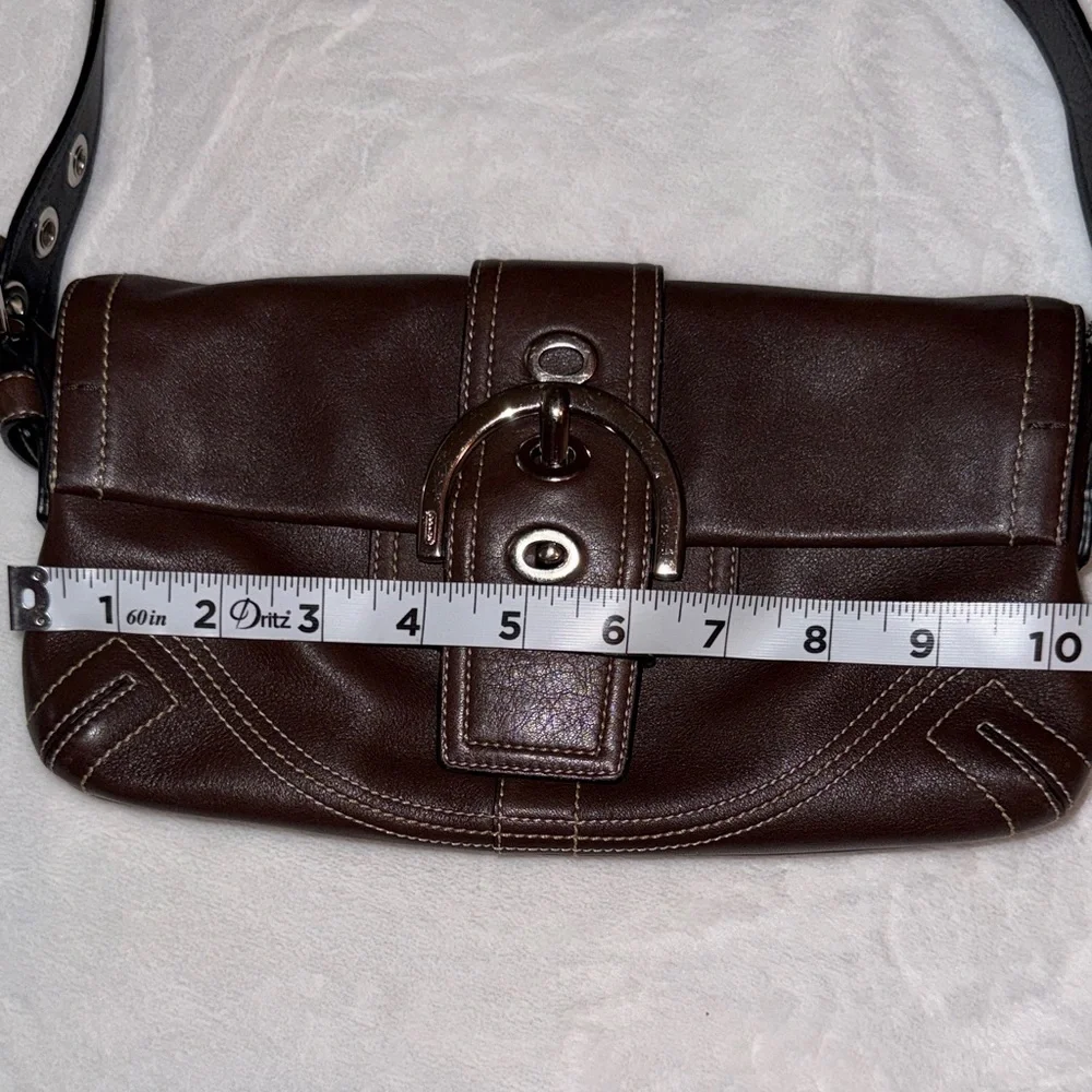 Coach Dark Brown Leather Shoulder Bag with Silver Hardware - Picture 16 of 16